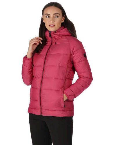 Regatta S Toploft Ii Hooded Puffer Jacket Berry Pink Size 14 - Red