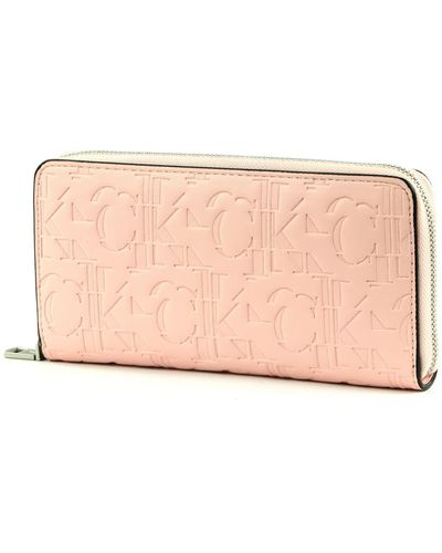 Calvin Klein Ckj Sleek Zip Around Wallet L Pink Blush - Roze