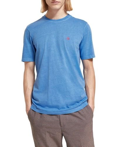 Scotch & Soda Regular Fit Garment-Dyed Logo T-Shirt - Blau
