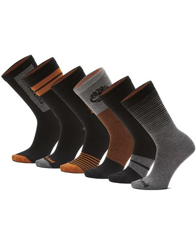 Timberland Crew Socks sei paia di calzettoni assortiti in colore nero/grigio/marrone