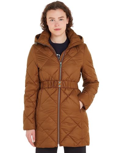 Tommy Hilfiger Doudoune Belted Quilted Hiver - Marron