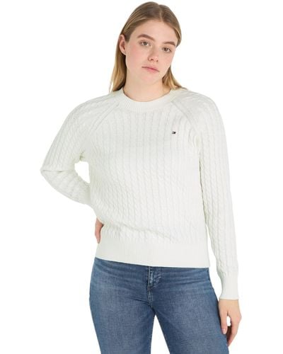 Tommy Hilfiger Co Cable C-nk Jumper Pullovers - White