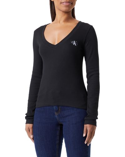Calvin Klein Multi Placement Long Sleeve Tee L/s T-shirts Black | Lyst UK