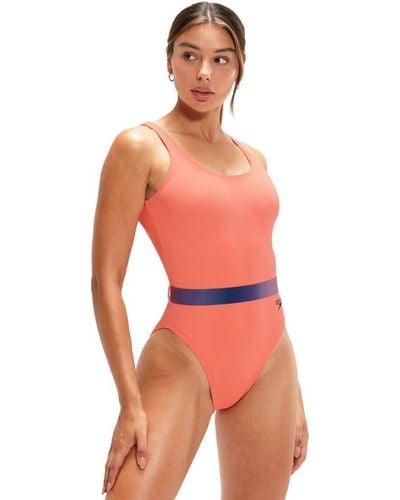Speedo Back Swimsuit - Orange/purple - Size - Red