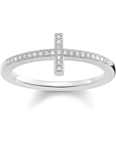 Thomas Sabo Ring "Kreuz" 925 Silber Diamant - Mettallic