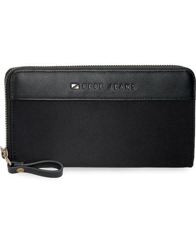 Pepe Jeans Morgan Wallet With Card Holder Black 19.5x10x2cm Polyester And Pu By Joumma Bags