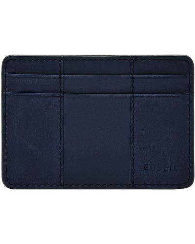 Fossil Everett Bifold with Flip ID Navy Leather pour ML4398545 - Bleu