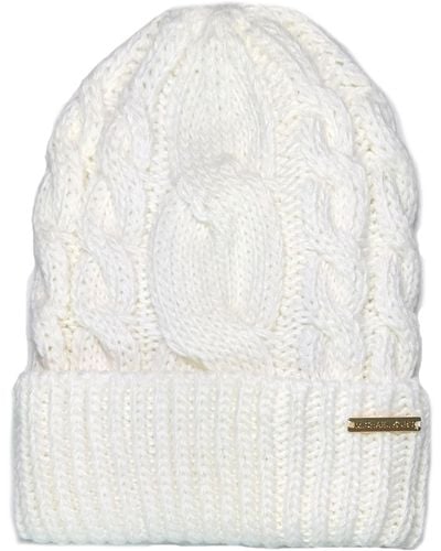 Michael Kors `s Super Cable Knit Cuff Beanie Cream - White