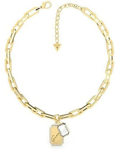 Guess Jewelly Crystal Tag Jubn01126jwygt Gold Necklace - Metallic