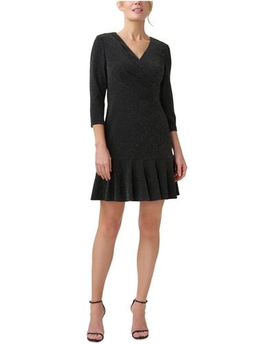 Adrianna Papell Jersey Short Dress - Black