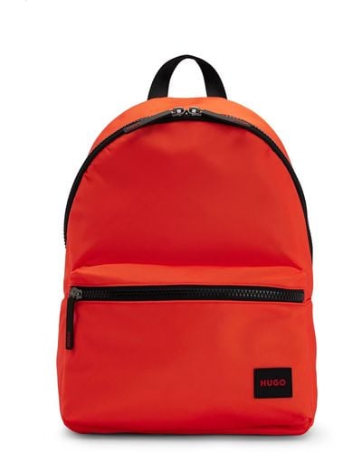 HUGO Ethon 2.0N Backpack Rucksack aus recyceltem Gewebe mit rotem Logo-Etikett Dunkelorange Stck