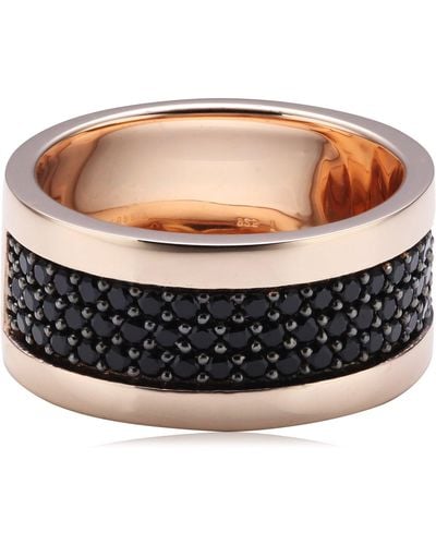 Esprit Jewels -Ring 925 Sterling Silber Black-rose pure pave wide Gr. 57 - Schwarz