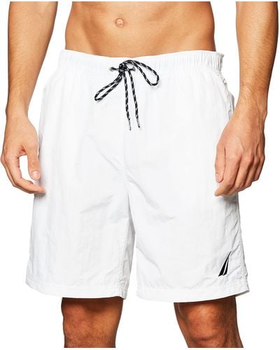 Nautica Standard Solid Quick Dry Classic Logo Swim Trunk - White