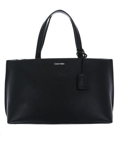 Calvin Klein Ck Set Shopper Md W/zip Comp Bags - Black