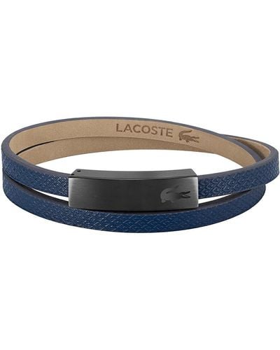 Lacoste Bracelet en cuir pour Collection PORT Embelli avec motif petit piqué - 2040108 - Bleu