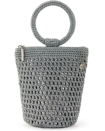 The Sak Ayla Ring Handle Pouch In Crochet - Metallic