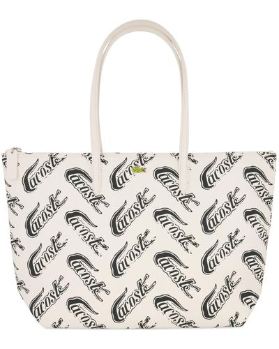 Lacoste Concept Croc Shopper Tasche 35 cm - Weiß