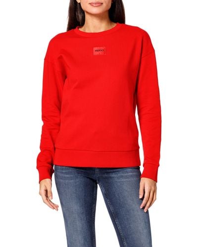 HUGO S Nakira Redlabel Regular-fit Cotton Sweatshirt With Logo Label Pink