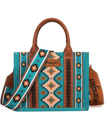 Wrangler Aztec Tote Bag per le donne Boho borse a spalla e borse - Blu