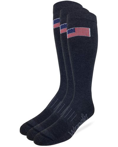 Wrangler S American Flag Everyday Western Tall Boot Socks 3 Pair Pack - Blau