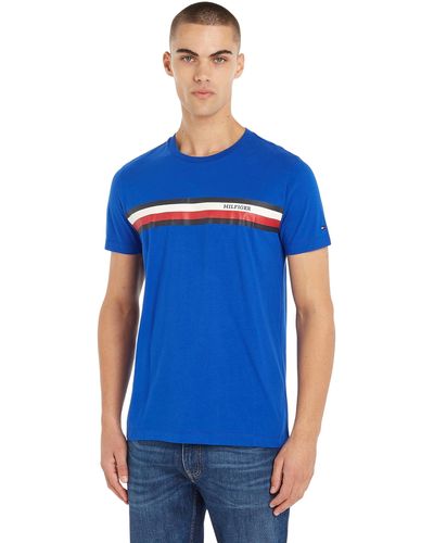 Tommy Hilfiger Rwb Monotype Borststreep Tee S/s T-shirts - Blauw