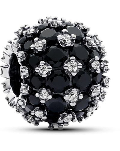 PANDORA Moments Sterling Silver Charm With Black Crystal And Clear Cubic Zirconia