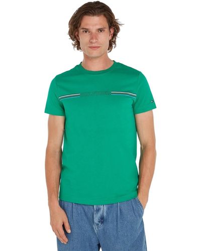 Tommy Hilfiger Streep Borst T-shirt S/s T-shirts - Groen