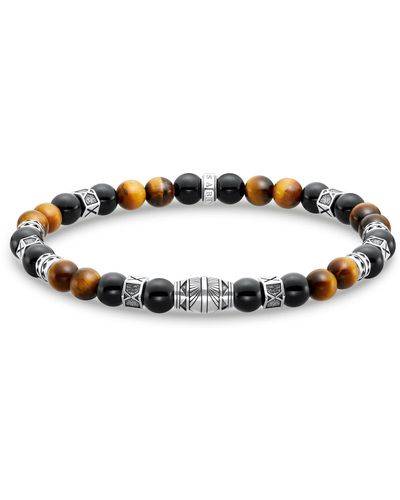 Thomas Sabo Armband mit schwarzen Onyx-Beads und Tigerauge-Beads Silber - Mettallic