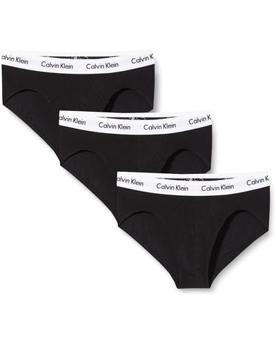 Calvin Klein Calvin Klein 3er Pack Hip Briefs Unterhosen Baumwolle mit Stretch - Schwarz