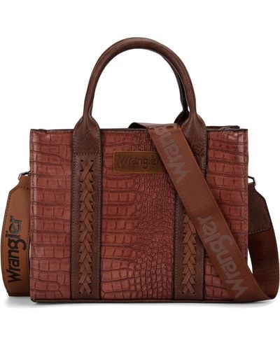 Wrangler Tote Bag For Leather Handbag Satchel Bag With Strap Shoulder Bag - Brown