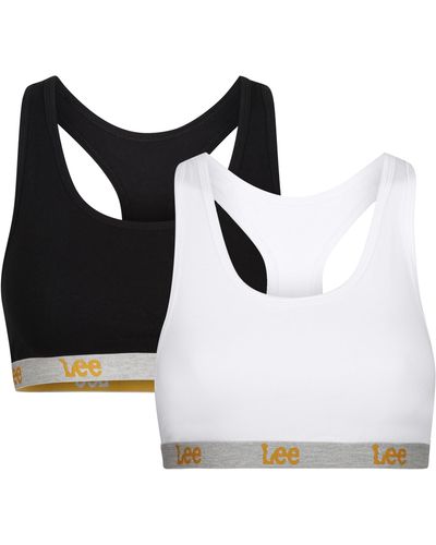 Lee Jeans S Crop Top in Black/White with Racerback Style Training Bra - Weiß