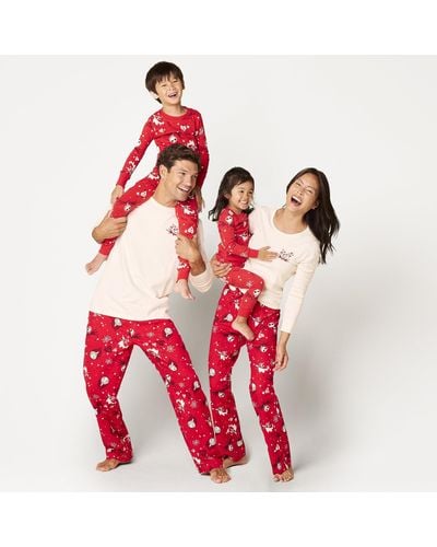 Amazon Essentials Flannel Pajama Sleep Sets Set di Sonno Pigiama Flanella - Rosso