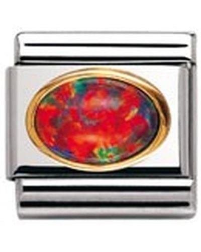 Nomination Composable Classic Gemstone Red Opal Oval Made Of Stainless Steel And 18k Gold