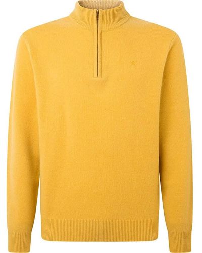 Hackett Lambswool Hzip Cardigan Sweater - Gelb
