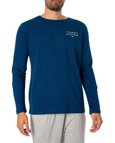 Tommy Hilfiger Lounge T-shirt Met Lange Mouwen En Logo - Blauw