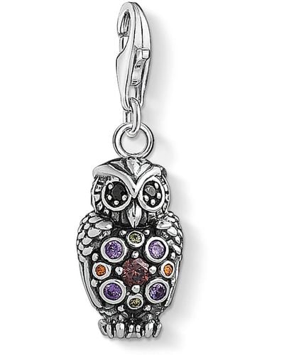 Thomas Sabo Charm-Anhänger Funkelnde Eule 925 Sterling Silber 1479-643-7 - Mettallic