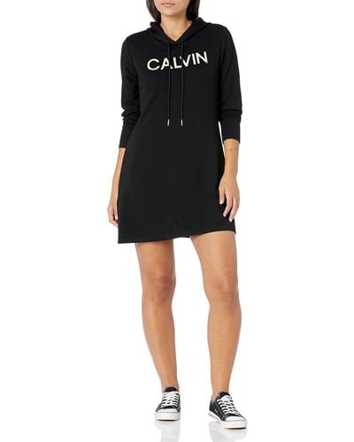 Calvin Klein Long Sleeve Hoodie Dress - Black