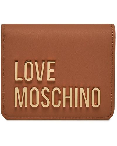 Love Moschino Petit portefeuille avec inscription chameau - Marron