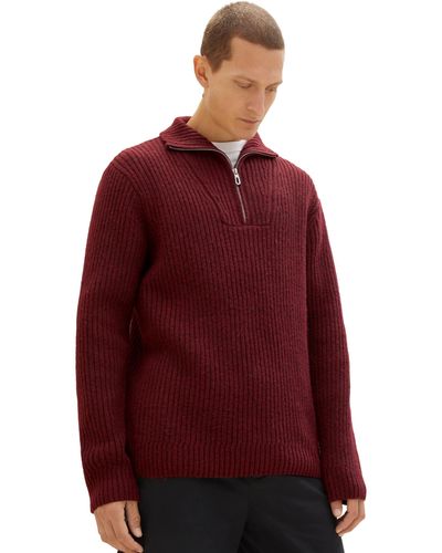 Tom Tailor Troyer Strickpullover - Rot