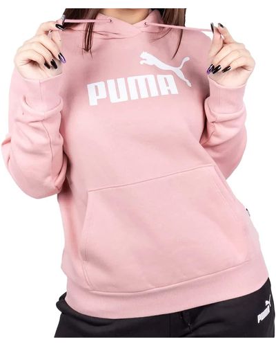 PUMA ESS Logo Hoodie FL Sweatshirt - Pink