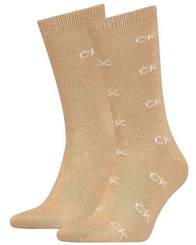 Calvin Klein Socks Sock 2p Ck All Over Clssc - Natural