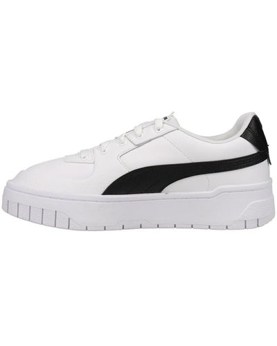 PUMA Womens Cali Dream Lace Up Platform Trainers Shoes Casual - Black, White, Black/white, 5 Uk
