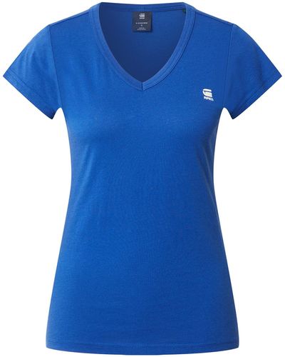 G-Star RAW Eyben Stripe Slim-Camiseta con Cuello en V - Azul