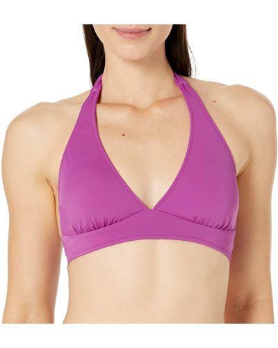 Amazon Essentials Light-support Tie Halter Bikini Swimsuit Top - Purple