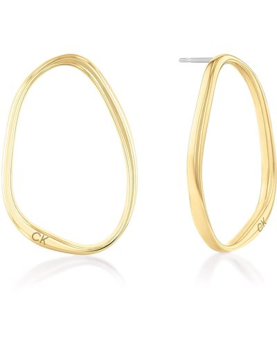 Calvin Klein Pendientes de aro para Mujer Colección ELONGATED DROPS Oro amarillo - Negro