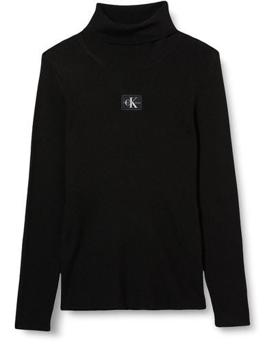 Calvin Klein Plus Label Rollkragenpullover Pullover - Schwarz