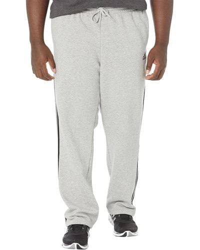 adidas Essentials Fleece Open Hem 3-Stripes Pants - Grau