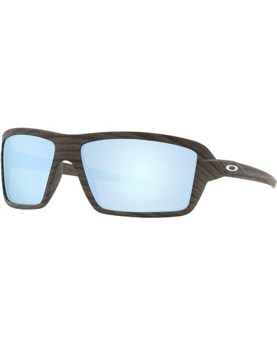 Oakley Cables Sunglasses Woodgrain With Prizm Deep Water Polarized Lens - Black