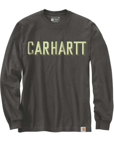 Carhartt Langarmshirt Relaxed Fit Heavyweight Long-Sleeve Block Logo Graphic T-Shirt Adult - Grau