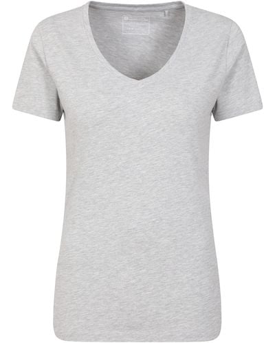 Mountain Warehouse Neck S Cotton Shirt - Lightweight & Breathable Regular Fit Ladies Top - Best For Spring - Grey